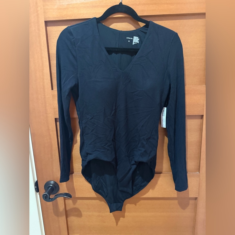 Soma Long Sleeve Black V-Neck Bodysuit